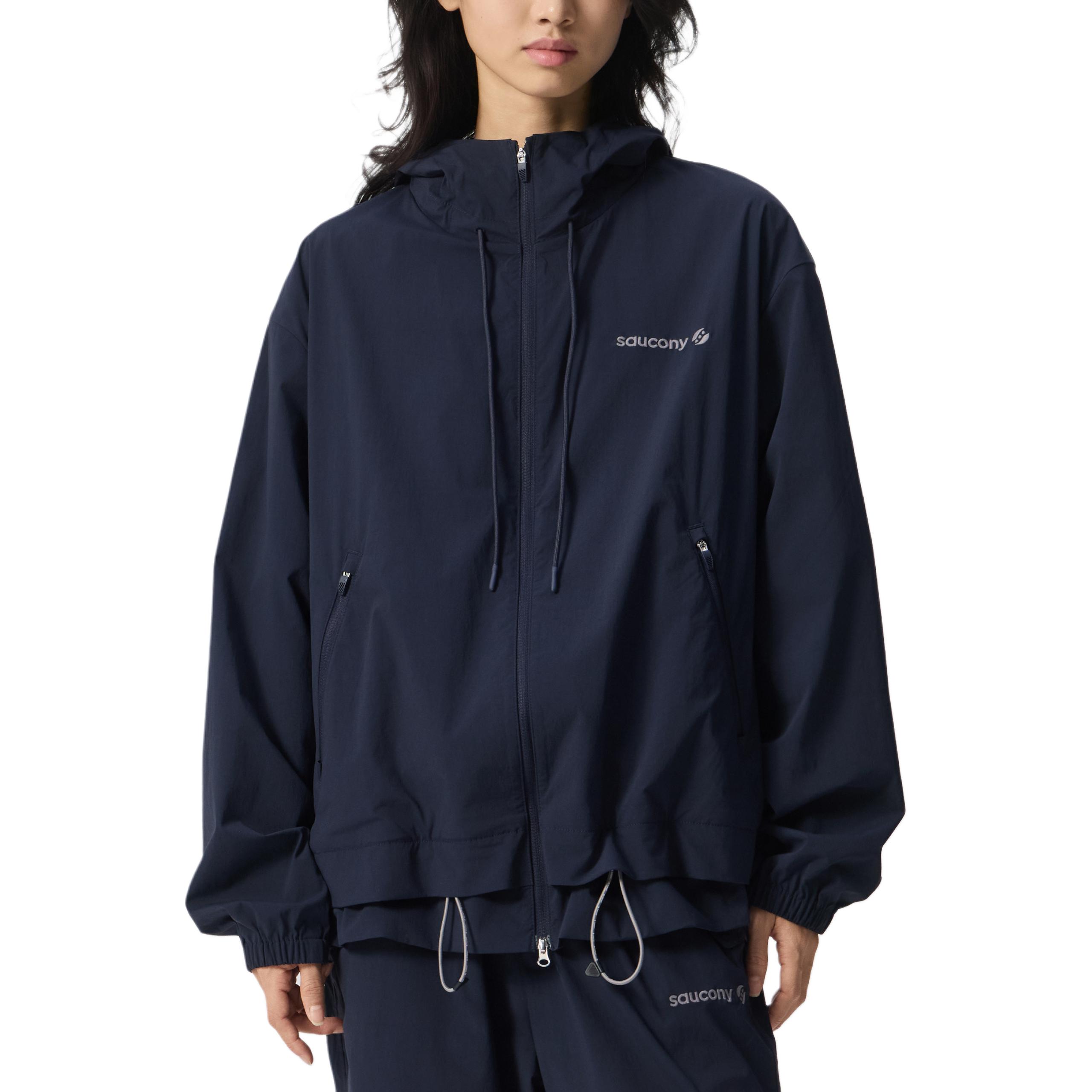 Saucony Og Woven Hooded Zip Long Sleeve Jacket Unisex Jacket SA3269WJ21G-BL214 XS