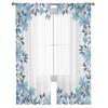 Blue Watercolor Flower Tulle Curtains For Living Room Chiffon Voile Sheer Window Curtain For Bedroom