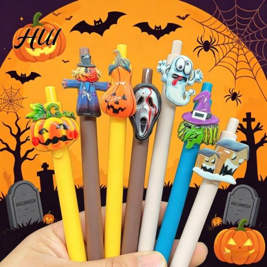 Retro Color Matte Gel Pens Halloween Ballpoint Pen, Cute Ghost Skull Pumpkin Retractable Ink Comfortable Non-slip Grip 0.5mm Fine Point Writing