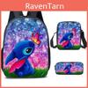 Stitch-Cartoon-Rucksack-Set aus atmungsaktivem Oxford-Gewebe für Grundschüler