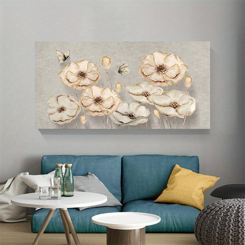 Modern Abstract Retro Flower Canvas Art Print, Wall Decor for Living Room, Bedroom, and Hallway