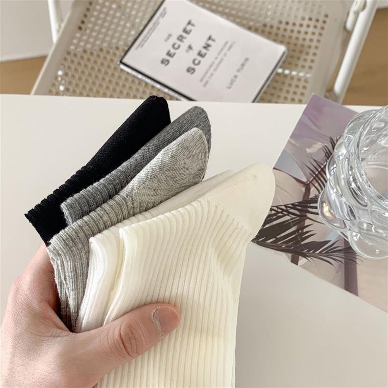 Women's Bow Mid-Calf Mesh Socks - Breathable Solid Color for Spring & Autumn