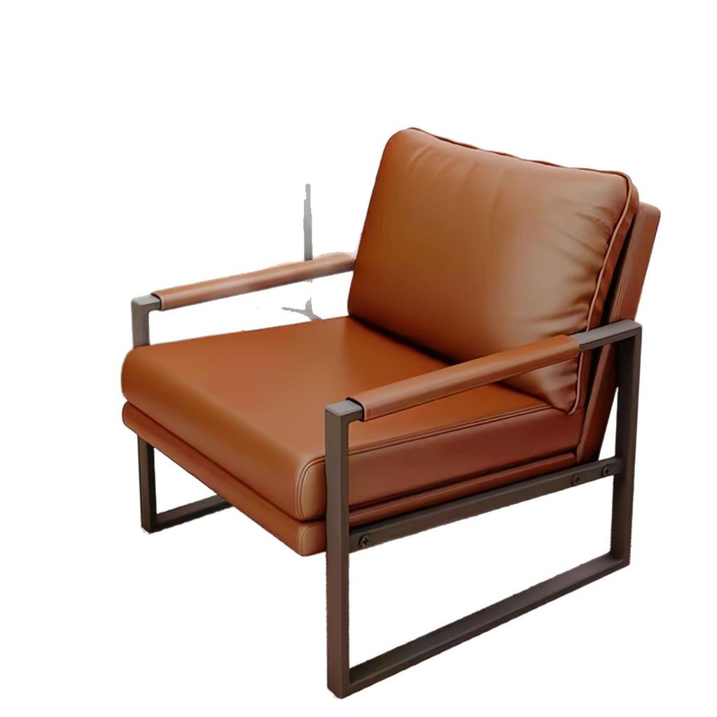 Compact Leather Wrought Iron Chair with Backrest for Home or Office