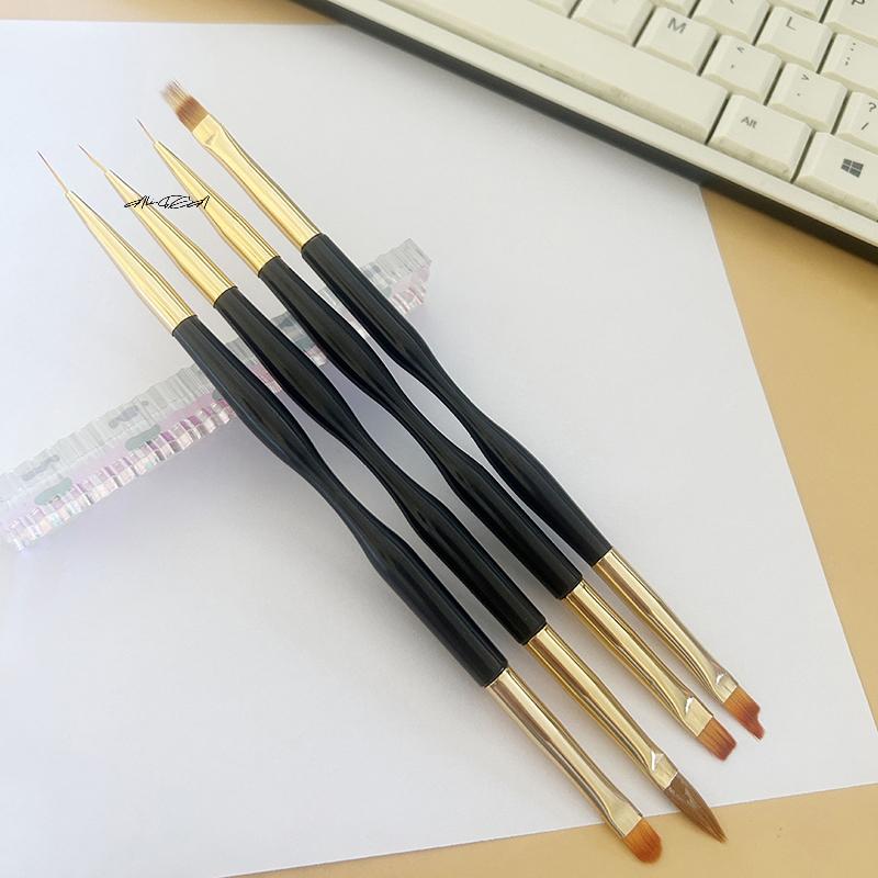4-teiliges doppelseitiges Nagellack-Pinselset Professioneller Gel-Lack-Liner Acrylnagelpinsel für Blumenmalerei Zeichnen Maniküre-Werkzeuge