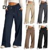 Women Sweatpants Elastic Mid-rise Adjustable Drawstring Straight Wide Leg Jogger Athletic Pants with Pockets Loose Fit Yoga Trousers