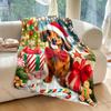 Multi-size Christmas-themed Dachshund Pattern Blanket Flannel Material Soft Warm for All Seasons Home Outdoor Camping Picnics RV
