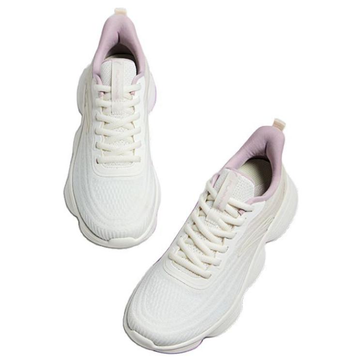 Anta Women Cloud Cushion Lightweight Running Sneakers White Purple 922335572-3