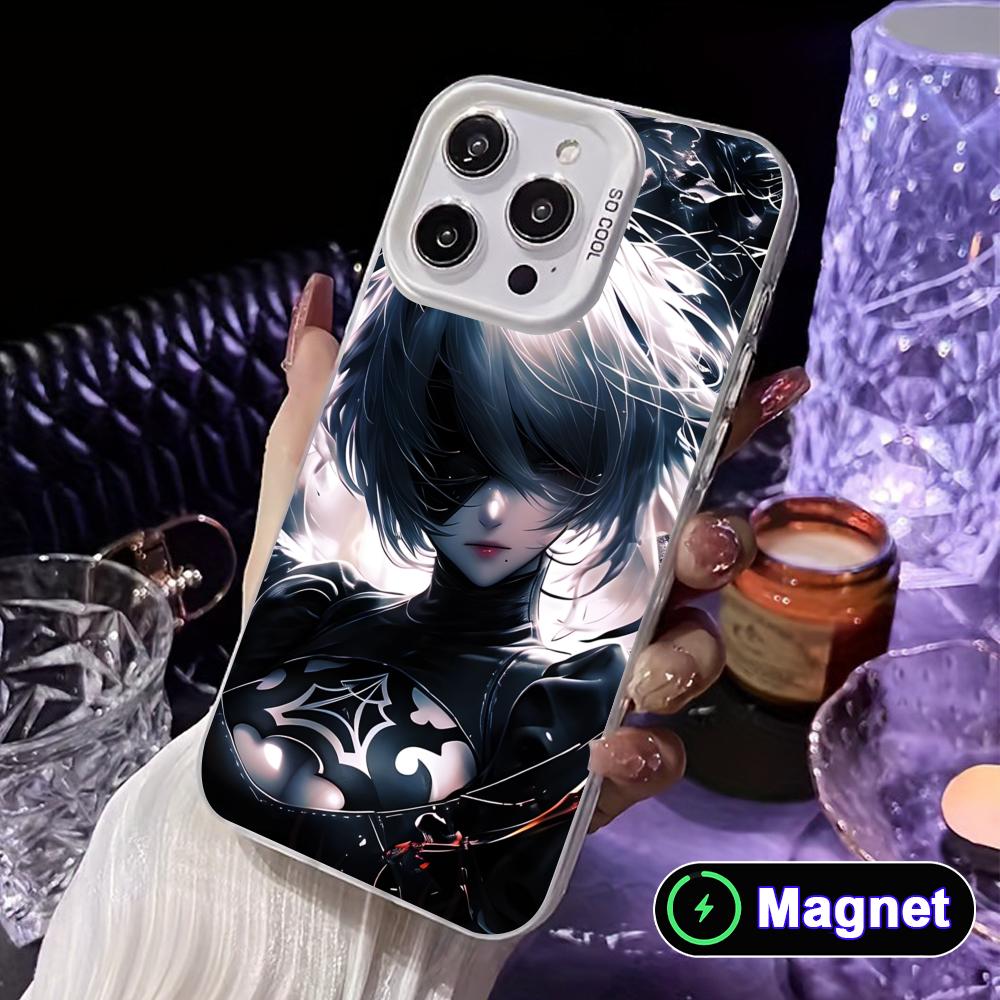 Anime Nier 2B White Translucent MagSafe Mobile Phone Case for iPhone 17 16 15 14 13 12 11 X XR XS Air Pro Max Plus Cover iPhone 11 Pro Max