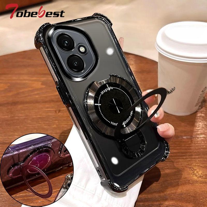 Clear Shockproof Plating Magnetic Magsafe Bracket Case for Huawei Honor 400 300 Ultra 200 100 90 Lite 80 70 Pro Silicone Cover