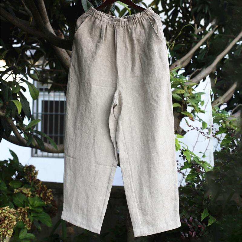 

Breathable Linen Casual Pants - Fashionable, Comfortable, Loose Fit, Solid Color Medium льняной/естественный