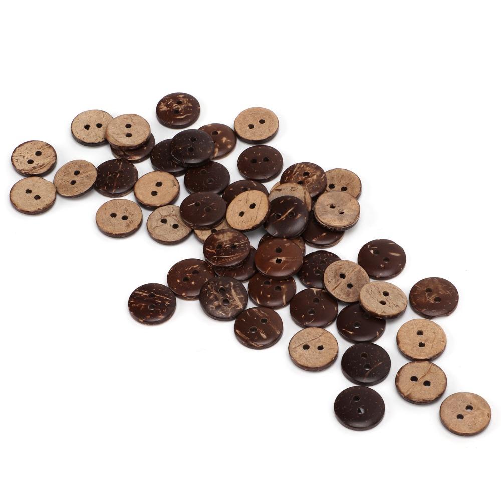 200pcs 2 Holes Wooden Buttons Exquisite Sewing Buttons Coconut Shell Buttons Clothing Decorations
