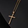 Women's Electroplated Gold Zircon Cross Pendant Hip Hop Necklace