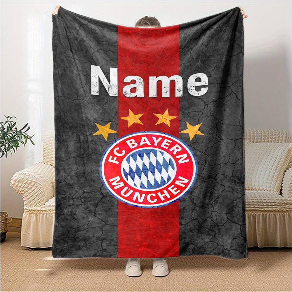 Custom Name Bayern Munich Theme Printed Blanket Perfect For Couch Bed Travel Outdoor Use Machine Washable Cozy Durable