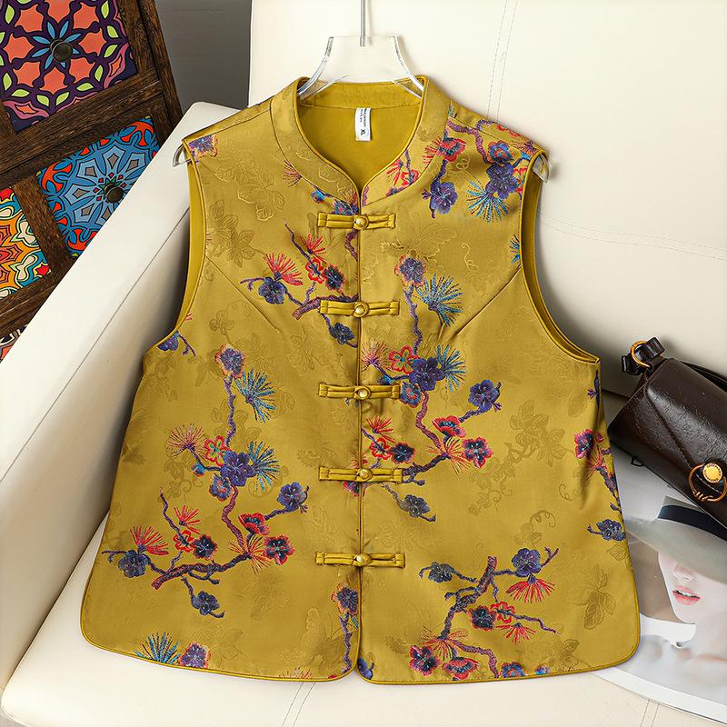New 2025 Stylish Frog Button Chinese Vest for Middle-Aged & Elderly Women - Perfect for Mother's Day
