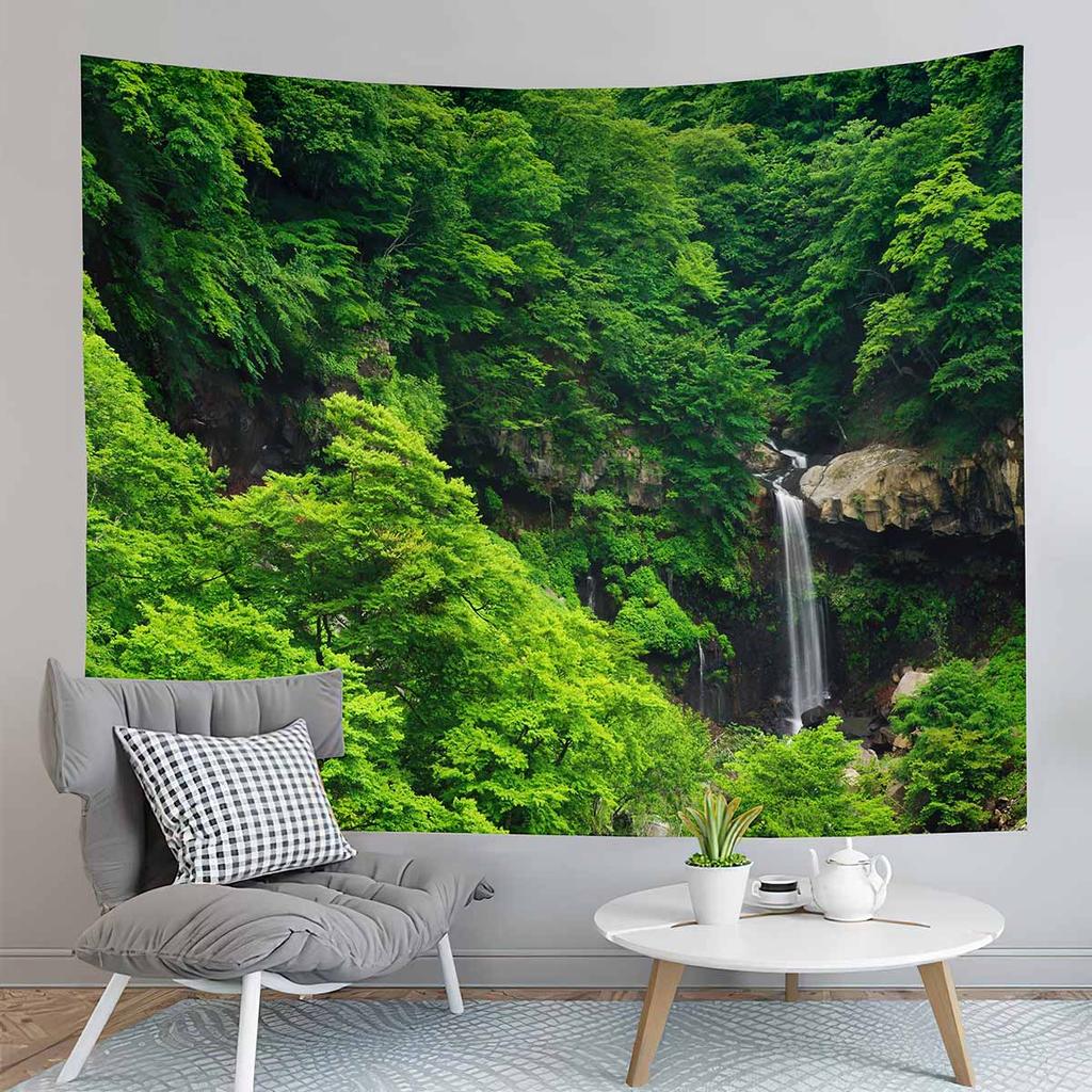 Jungle Tapestry Primeval Rainforest Foliage Greenery Wooden Pathway Tapestry Art Home Living Room Bedroom Decor Tapestries