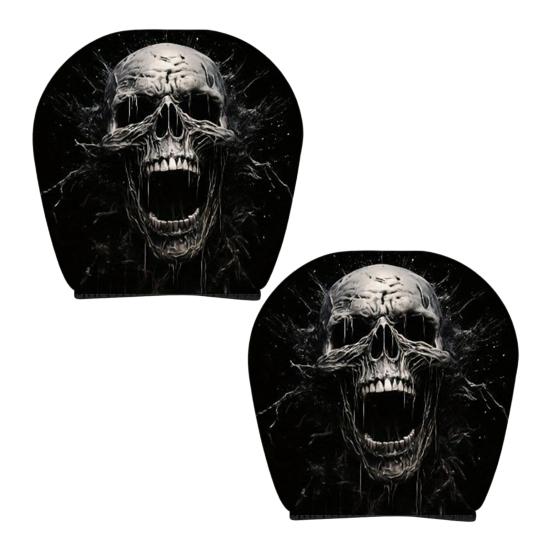 Funny Cartoon Car Headrest Covers, Universal Breathable Elastic Seat Neck Pillow Protector, Humor Spooky Auto Interior Decor for Most Vehicles