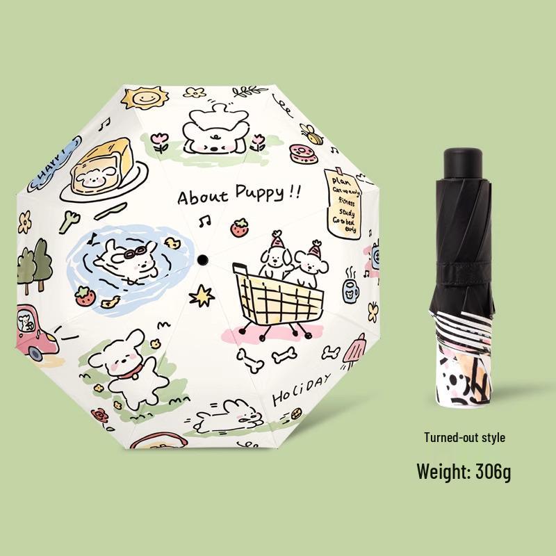 Autoschirm mit Doppelfunktion: Damen High-End Falt-Sonnenschirm mit Schwarzleim-Beschattung, UV-Sonnenschutz, Kompaktes Design