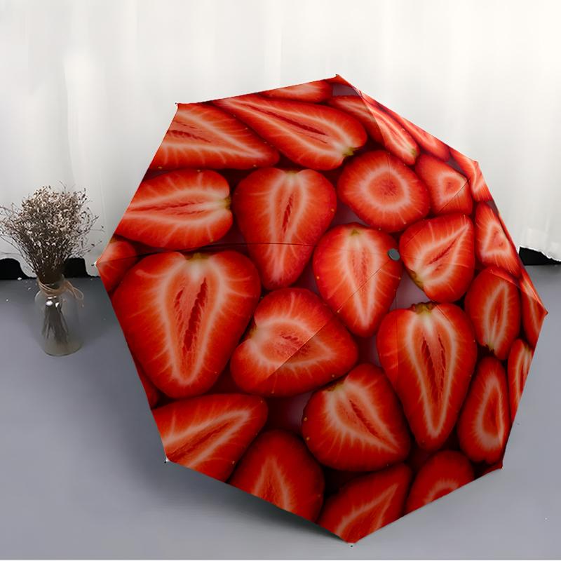 1 PC Automatic Folding Umbrella -Some fruitsPattern,Portable & Foldable Design with 8 Ribs,Christmas Birthday Gifts