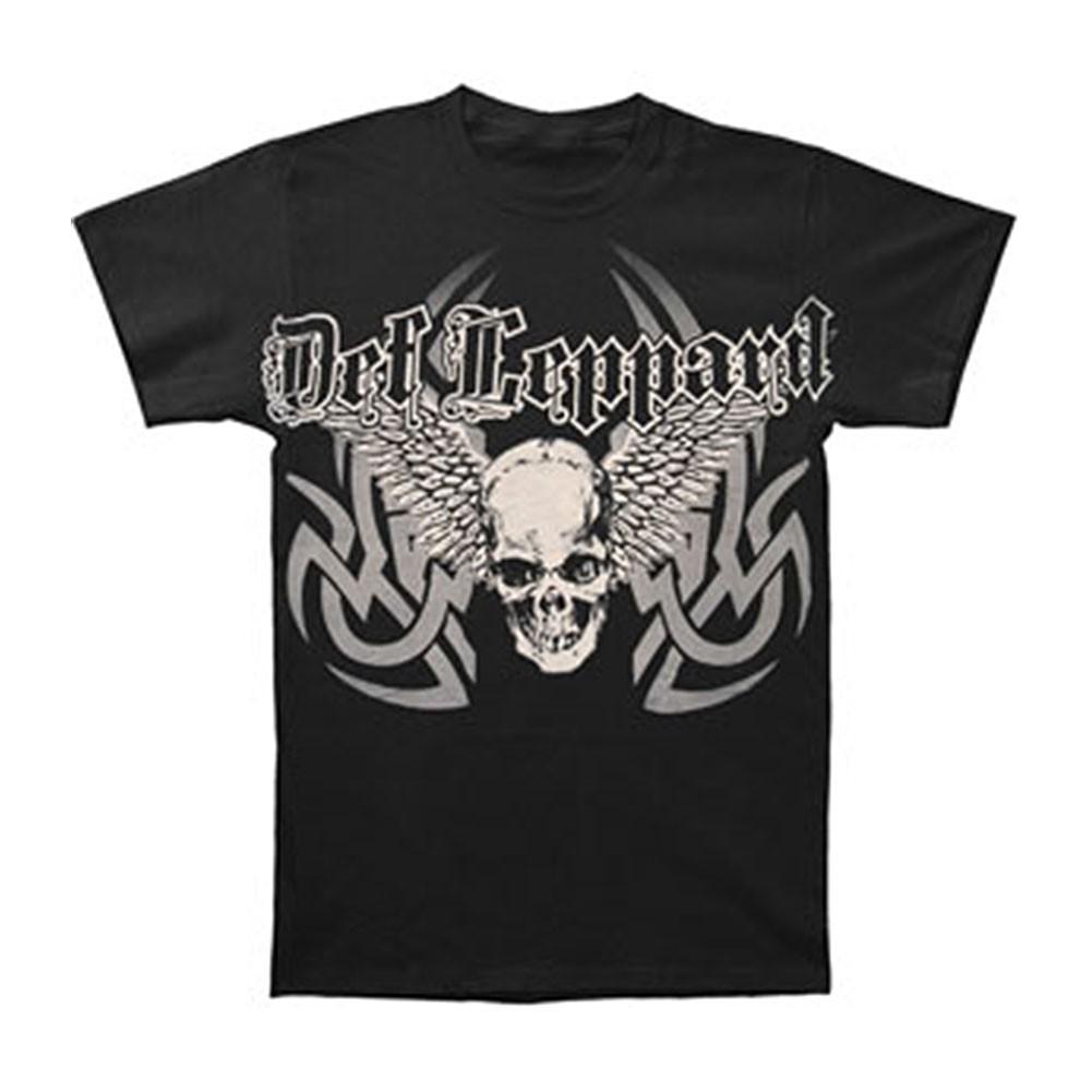 Men s Def Leppard Wing Skull Slim Fit T-shirt Small Black M