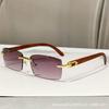 Frameless Trimmed Personalized Sunscreen Sunglasses Catwalk Travel Fashion Versatile Women'S Sunglasses Wood Grain Legs