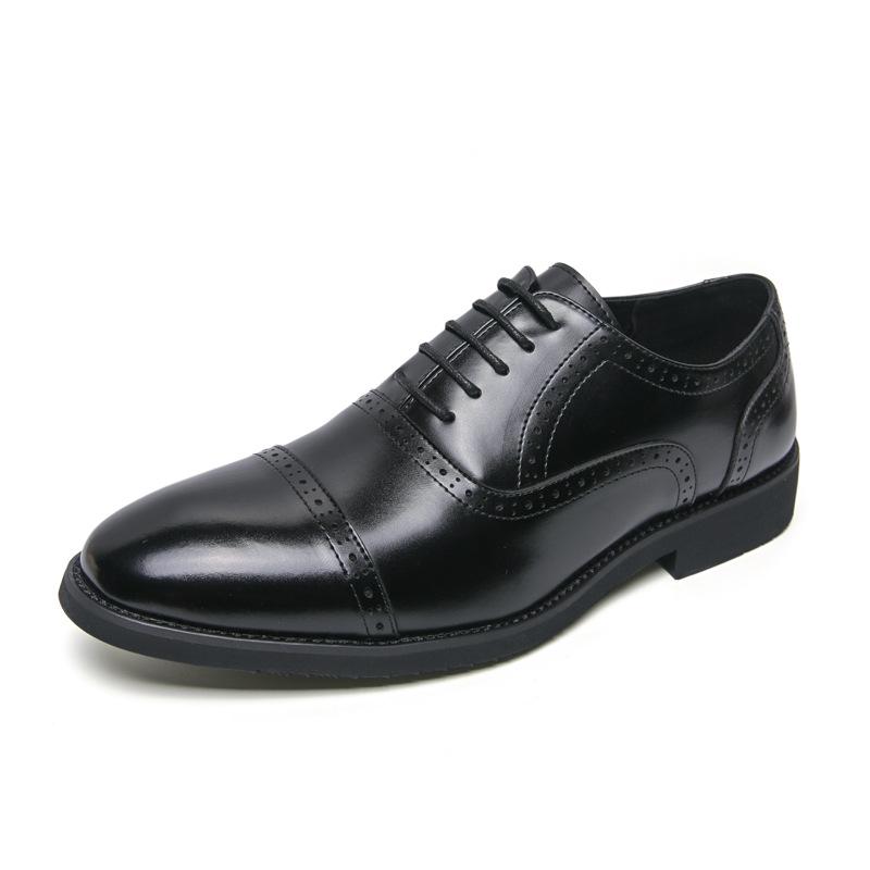 Men s Low-top Casual British Style Brogue Carving Leather Shoes - Plus Size 46, Pointed Toe Lace-up Size 45