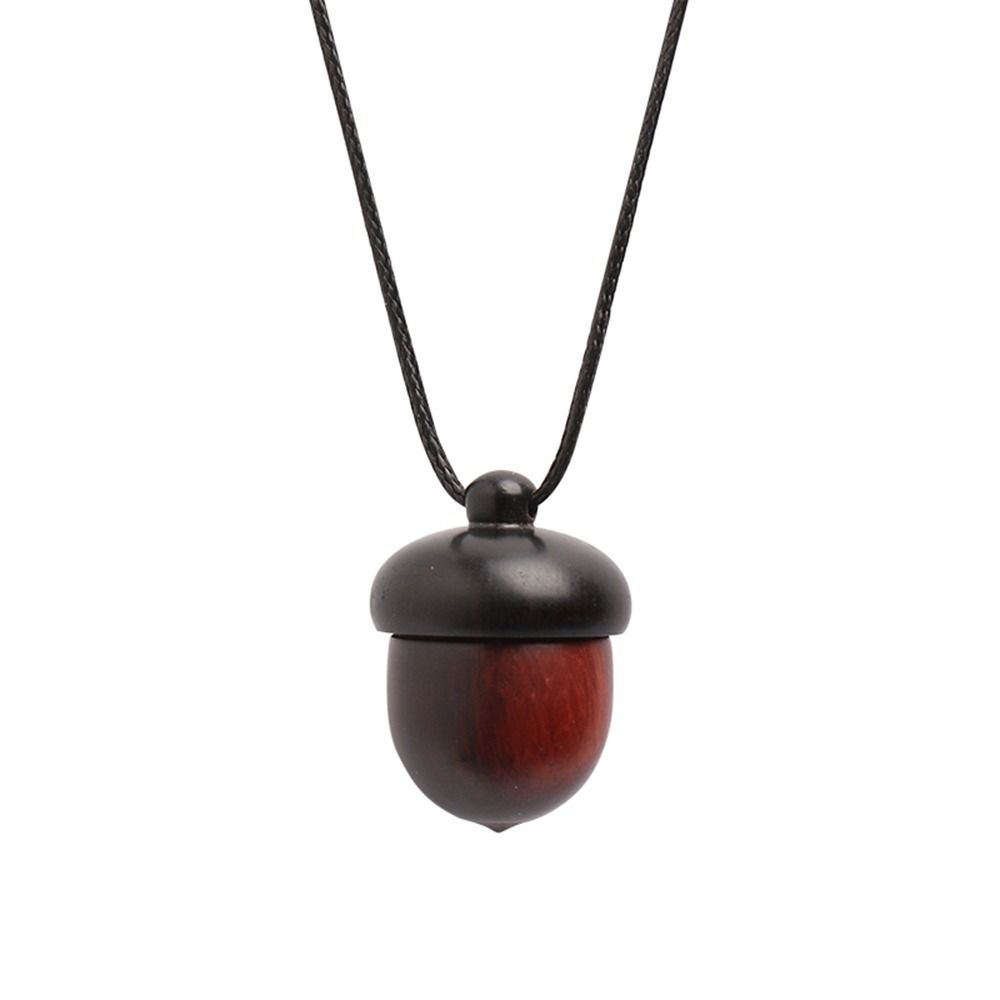 Women Necklace Pine Cone Acorn Gawu Box Long Necklace Female Necklace Braided Rope Ebony Necklace