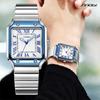 SINOBI Casual Design Men's Quartz Watches Fashion Stainless Steel Man's Wristwatches Business Square Clock