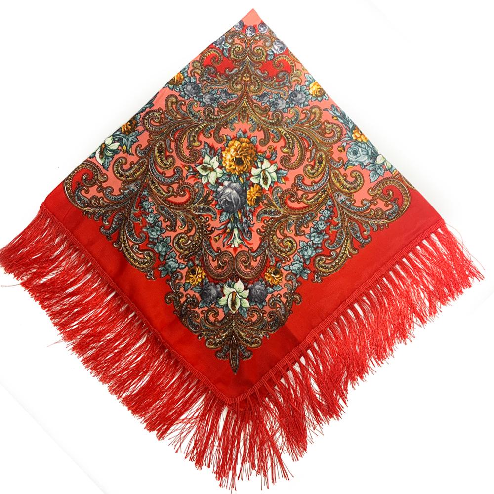 Damen Ethno-Print Warmer Schal Stola - Herbst/Winter Quadratisches Muslimisches Kopftuch