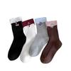 Women's Socks, Spring and Autumn Mid-calf Socks, Women's Thin Cartoon Color-blocking Embroidered Cotton Socks, Pile Socks, Boneless Women's Socks