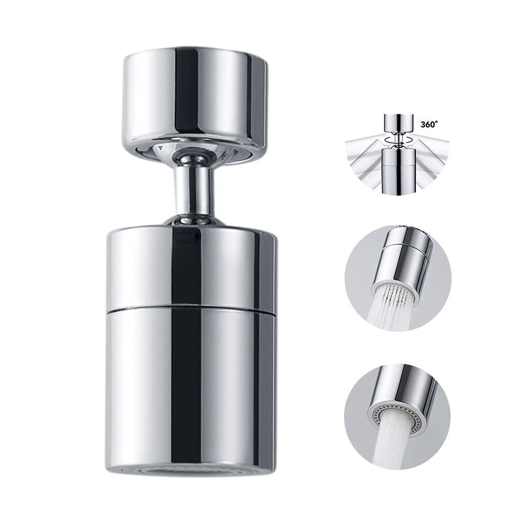 

2 Pack Sink Faucet Aerator 360 Degree Swivel Kitchen Faucet Sprayer Attachment,55/64 Inch-27Thread,15/16 Inch-27UNS Male Thread Adapters 1