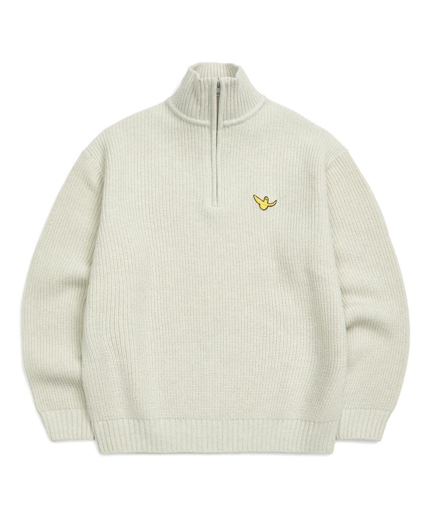 Mark Gonzales Angel Half-Zip Knit - Ivory