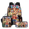 One Piece Anime Backpack 3Pcs Set Cartoon School Backpack Crossbody Bag Pencil Case Student Schoolbag Travel Backpack Gift
