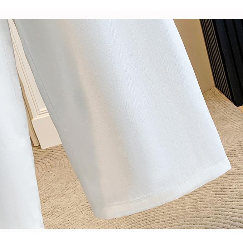 DIMANAF 2026 Summer New Plus Size Women Long Pants Thin Loose Casual Elastic Waist Fashion Lady Bottoms Clothing Cotton Linen