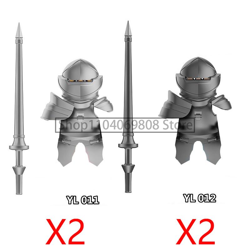 MOC Medieval Military Figures Building Blocks Castle Militia Soldier Dragon Gothic Knight Helmets Swords Shield Bricks Toys N06
