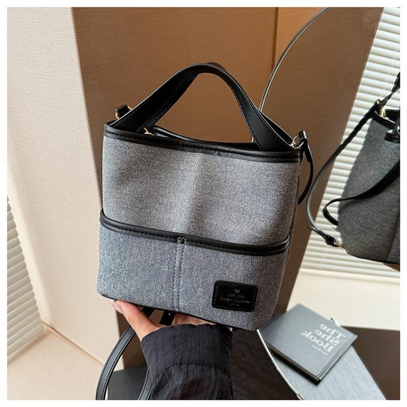 

Summer new fashion high sense large capacity messenger bag simple trend casual commuter bucket bag чёрный