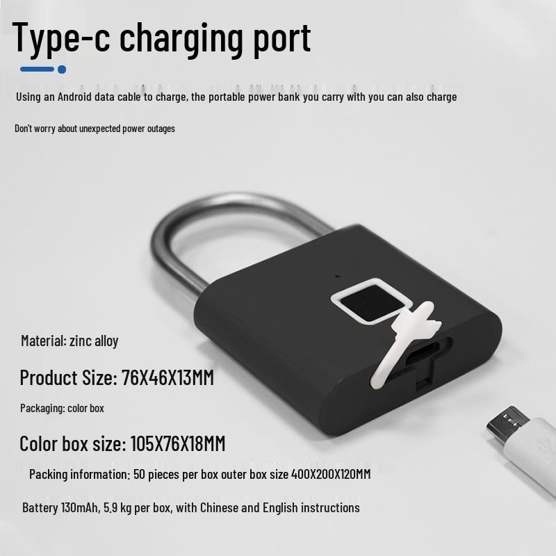 Durable Stainless Steel Smart Fingerprint Padlock for Outdoor Use