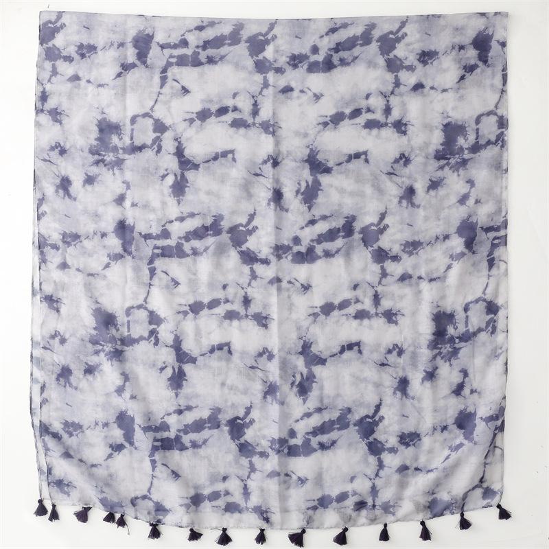 Spain Fashion Abstract Tie-Dyed Tassel Viscose Scarf Autumn Shawls And Wraps Beach Pashmina Stole Bufandas Muslim Sjaal 180*90Cm