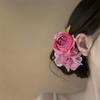 1Pcs Rose Pink Threedimensional Flower Hair Clip Fairy Gentle Styling Hair Accessories Dating Parties Daily Wear Decoration Clip
