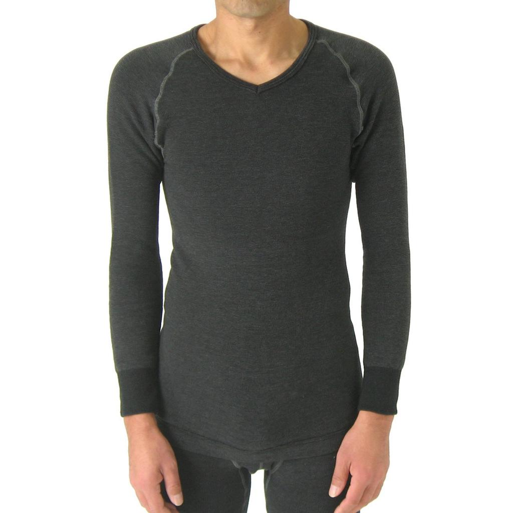 Mochihada Mochijoy long sleeve thin and slightly L to for cold fleece cold extra cold warm V-neck shirt, thick, LL, khaki, men, innerwear, motorcycle,