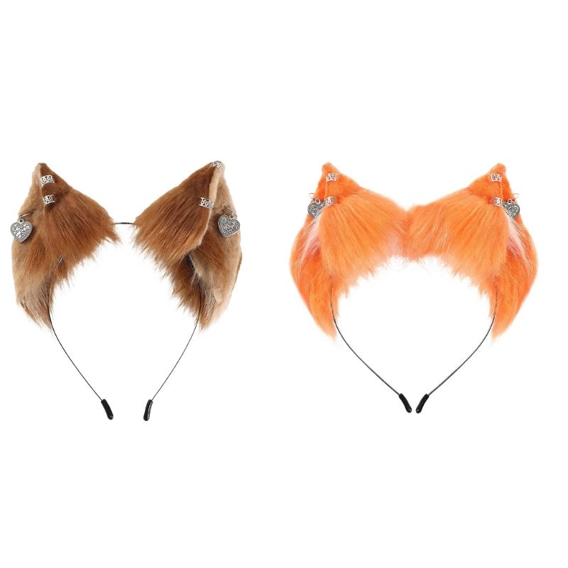 Realistic Cosplay Foxes Ears Hairband Lightweight Headband Comfortable Design For Halloween Stage Performances Daily Use