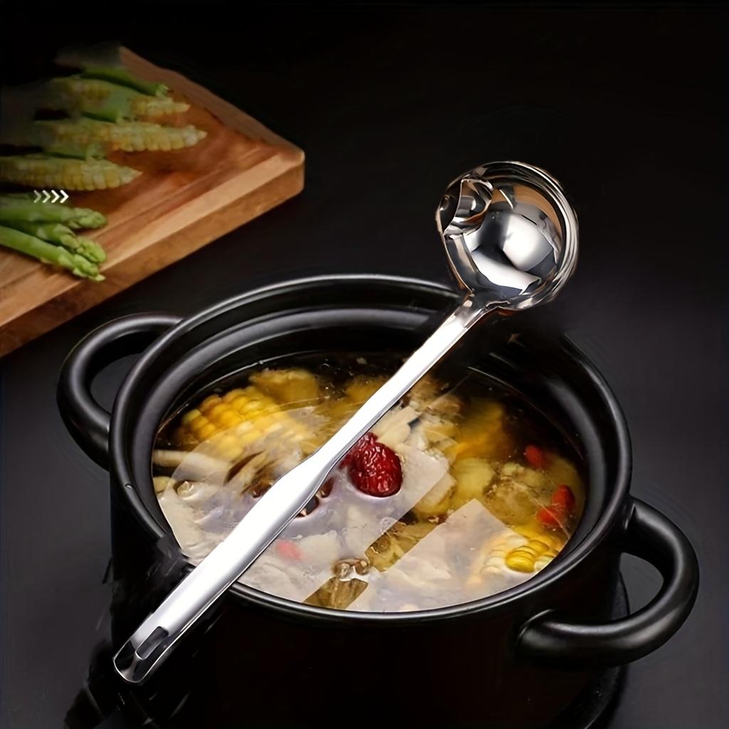 Stainless Steel Multi-Functional Colander Spoon with Two-Compartment Design & Ergonomic Handle - Heavy-Duty Soup Ladle