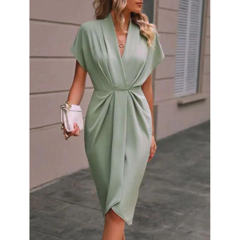 2025 New European and American Summer Spring and Summer Fashion Solid Dress Women Solid Color Dress