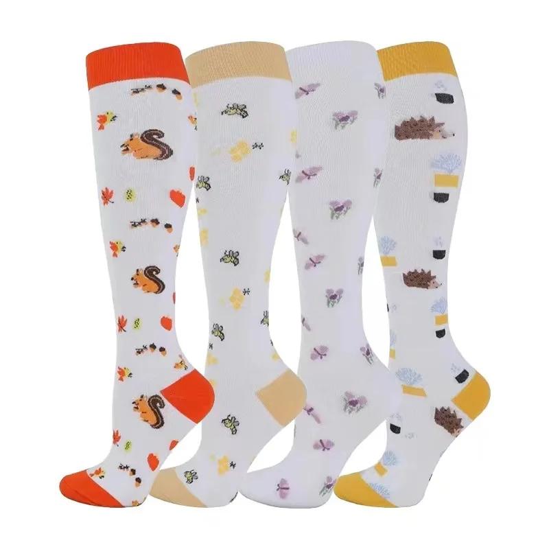 4 Pairs Women Men Compression Socks Stockings Elastic Sports Beautiful Leg Running Nurse Outdoor Climbing Cycling Socks Gym