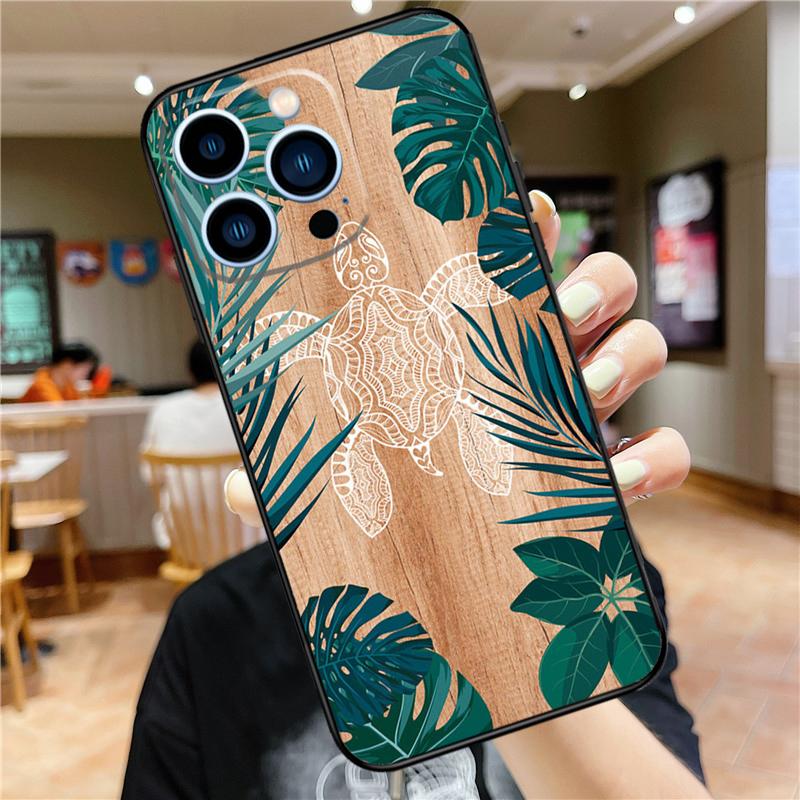 Mandala Wood Floral Phone Case For iPhone 11 12 13 14 16 15 Pro Max Mini XS X XR 7 8 Plus Soft Cover Shell