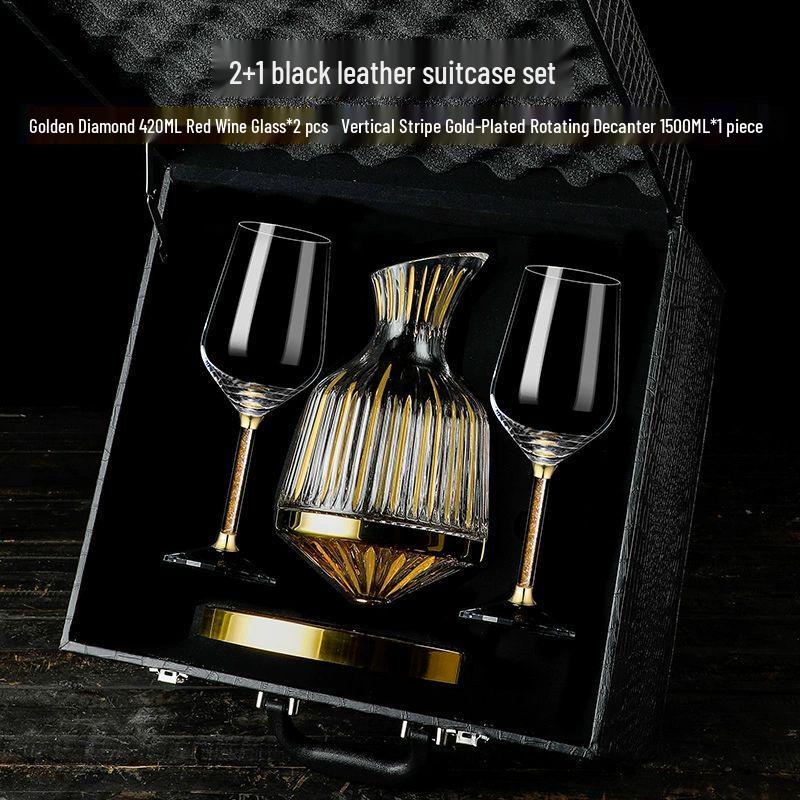 Handmade Engraved Rotating Crystal Wine Decanter
