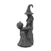 Halloween Tabletop Decoration - Black Witch Holding Book and Pumpkin Figurine for Holiday Decor