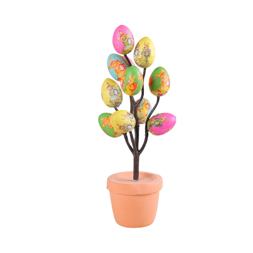 Easter Artificial Egg Planter With Cartoon Easter Egg Prints – Easter Table Decoration