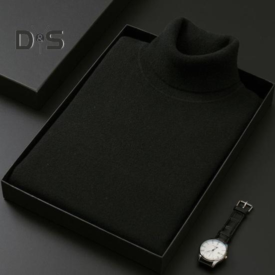 Sonbahar Kış Erkek Kazak Yarım Yüksek Yaka Örme Kalın Peluş Astar Elastik Uzun Kollu Sıcak Düz Renk Alt Örgü Gevşek Günlük Giyim Kazaklar