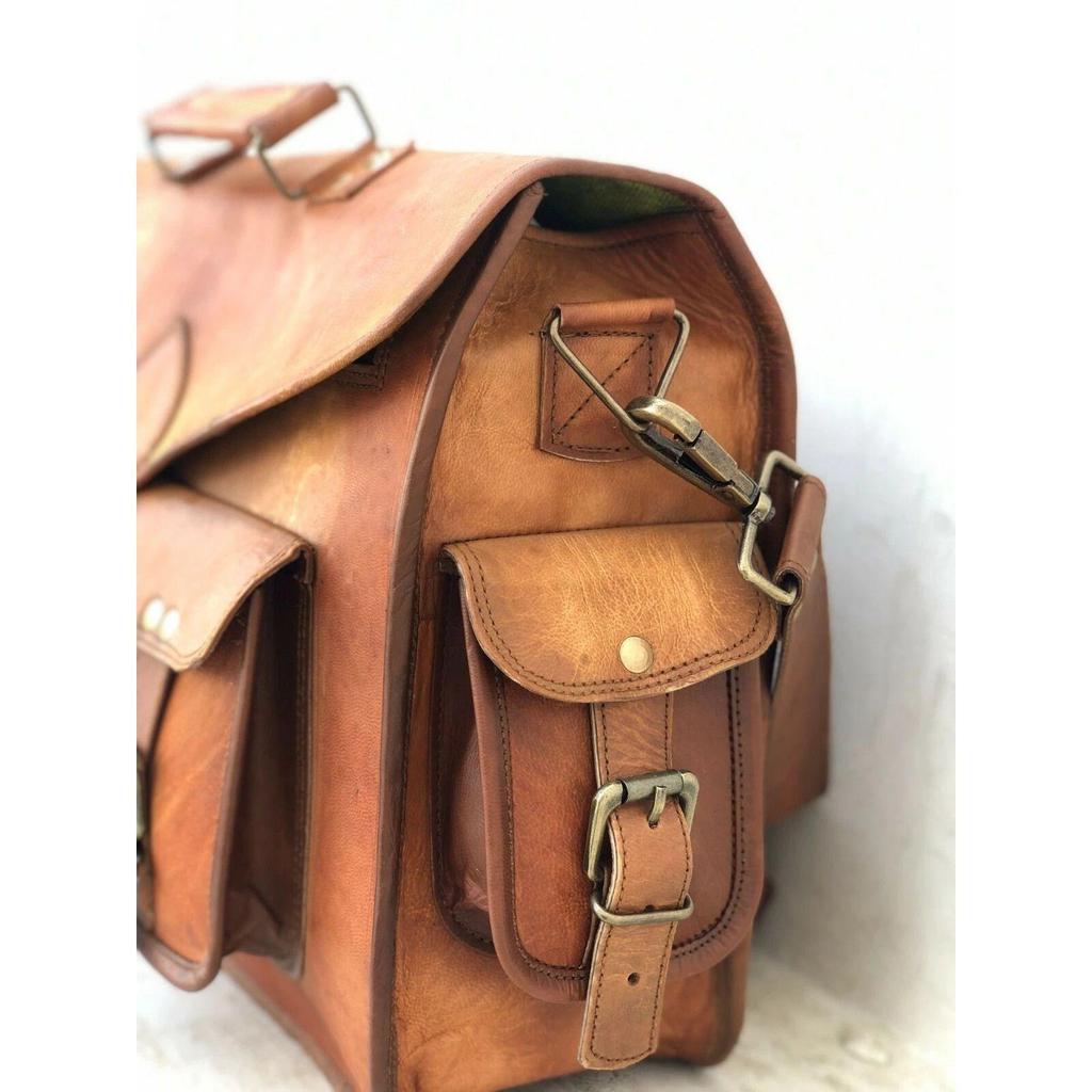 """Men's Leather Vintage Brown Messenger Shoulder Laptop Briefcase Bag New"""