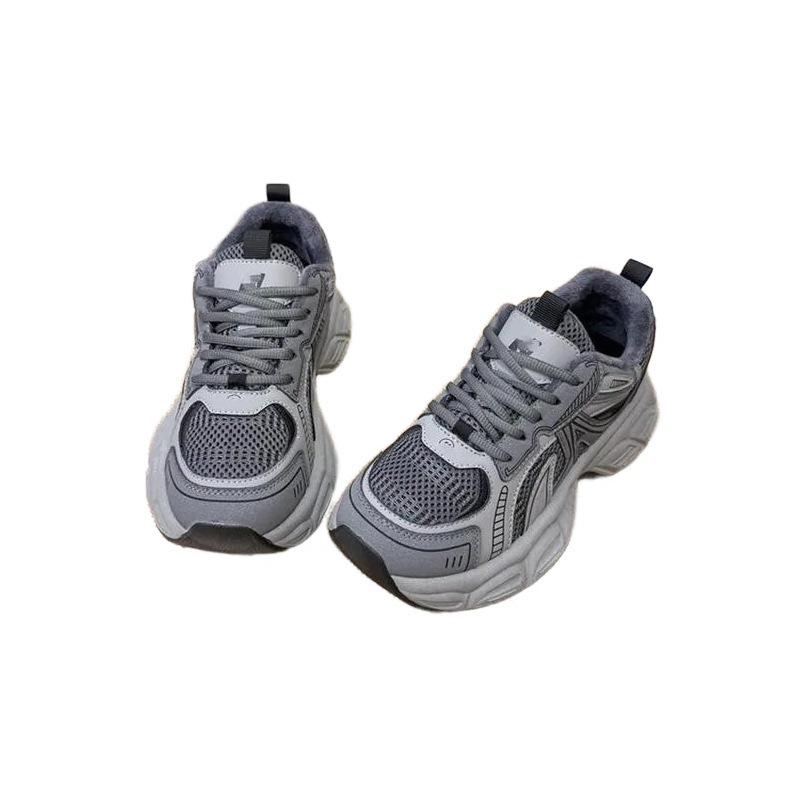Platform dad shoes commuter winter new heightening fleece casual sneakers